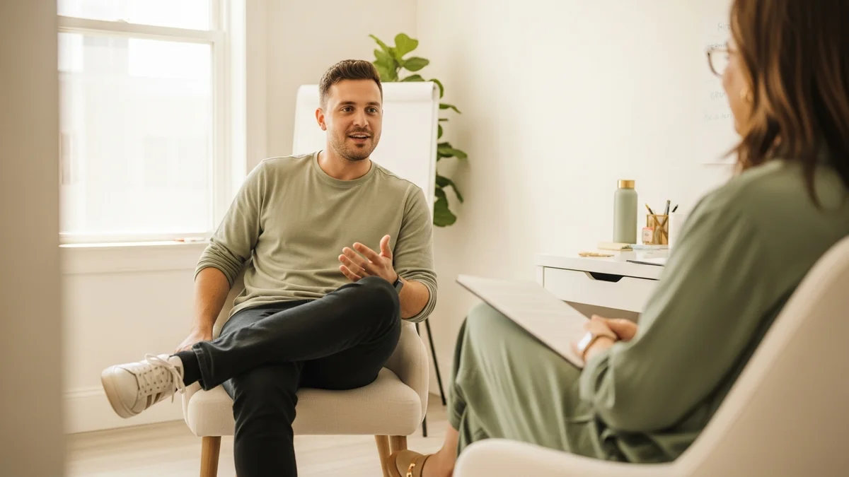 A person engaged in an ADHD support therapy session