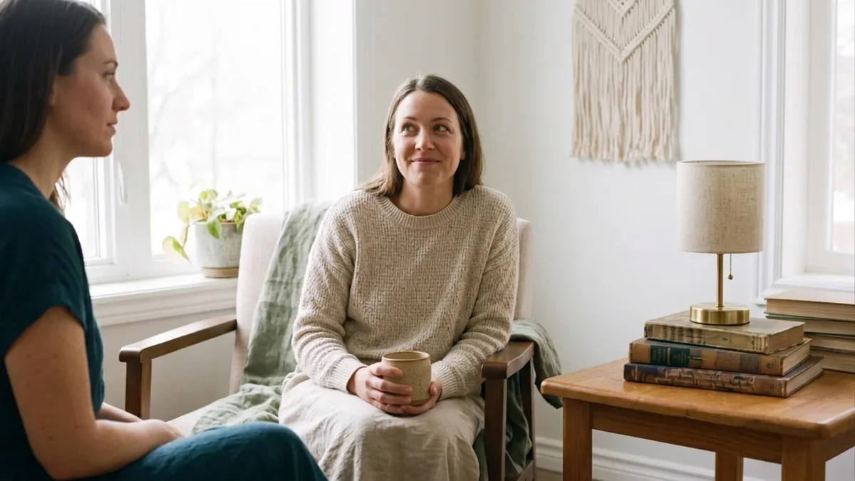 A person finding calm during a therapy session