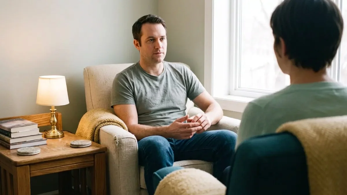 A man in a Christian anger management therapy session