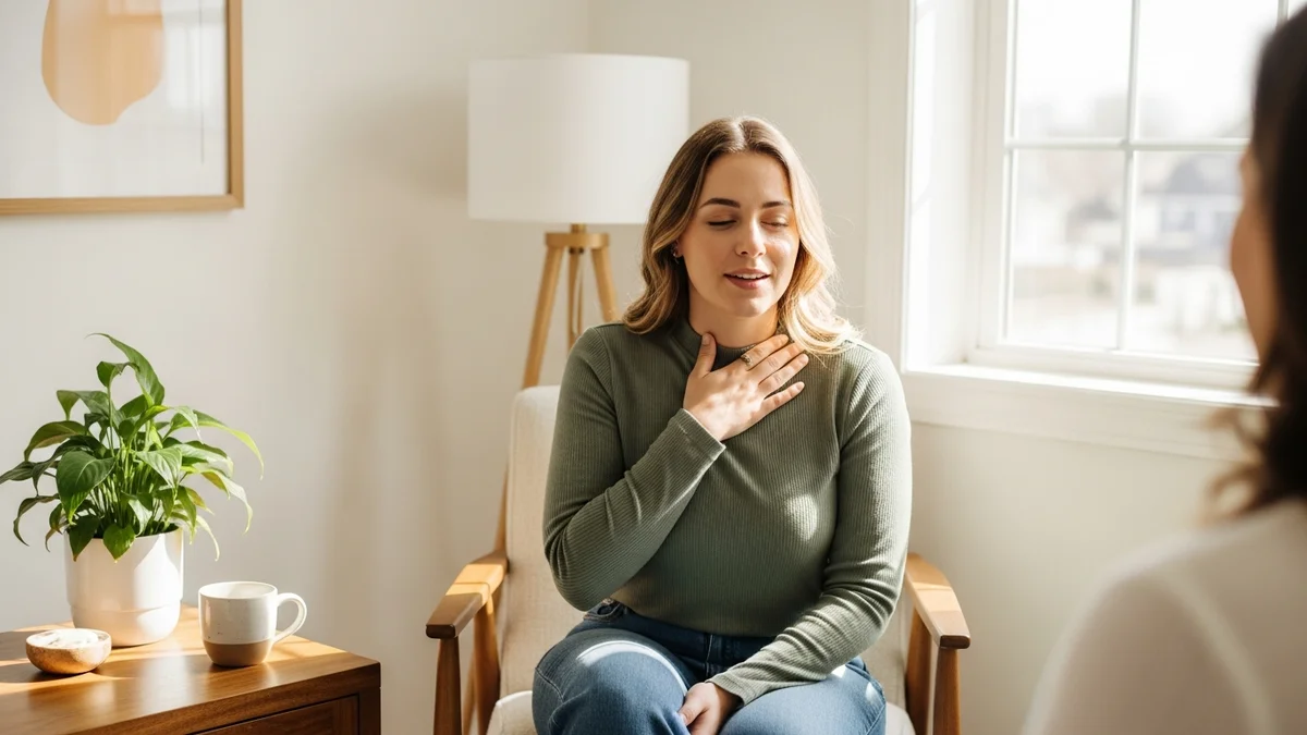 A person finding peace during a faith-integrated anxiety therapy session