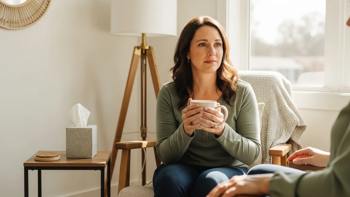 A person in quiet reflection during Christian grief counselling