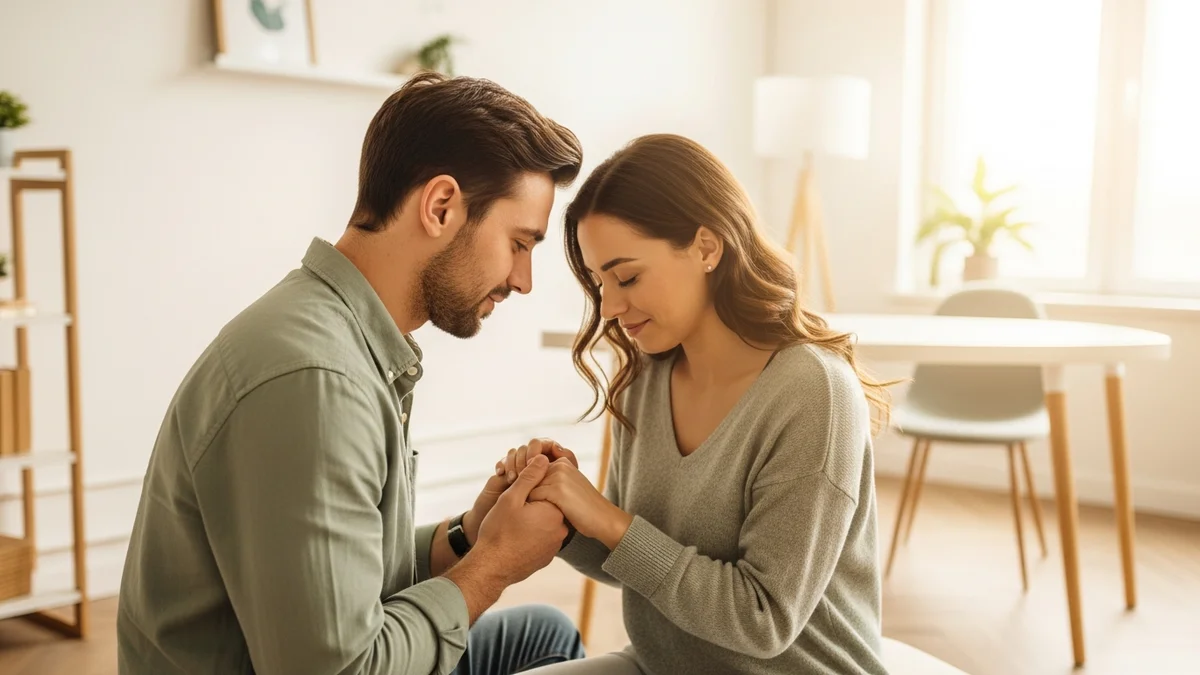 A couple reconnecting during couples therapy