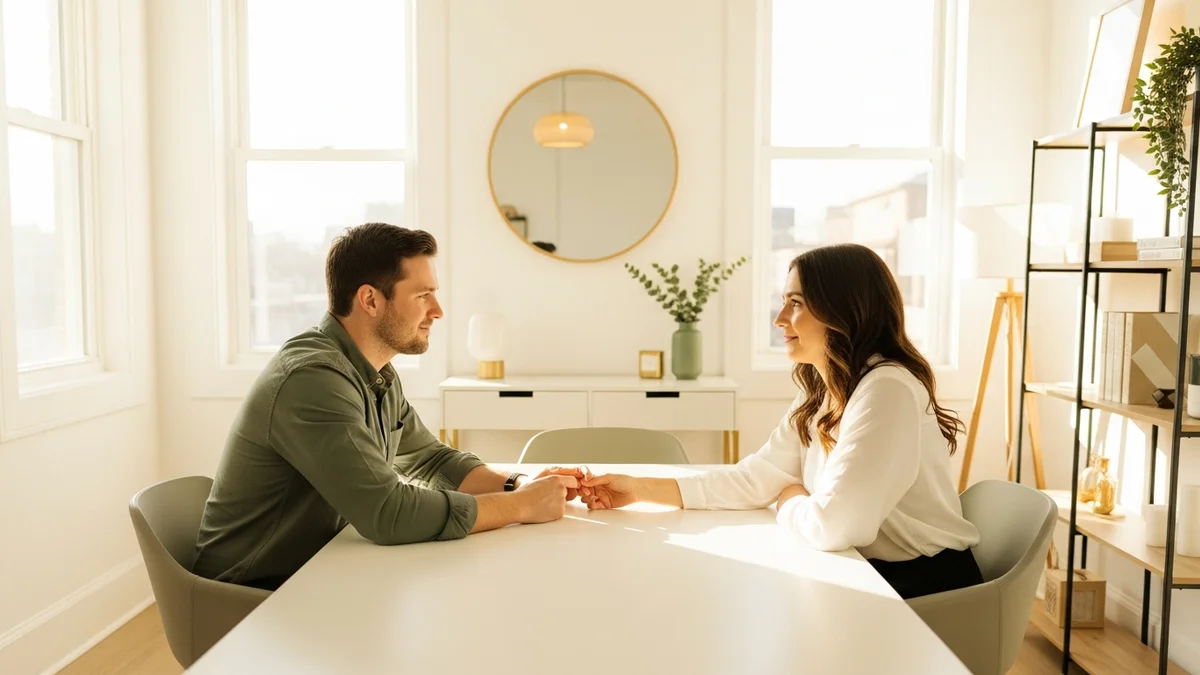 A couple in a marriage counselling session