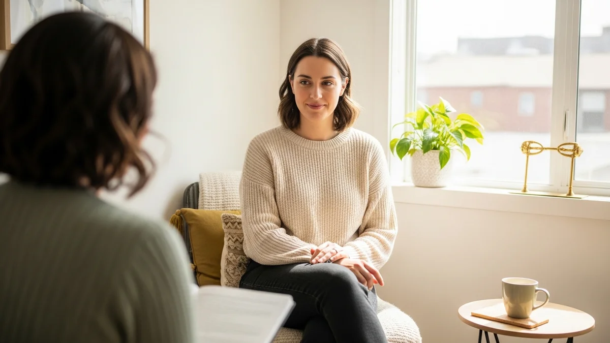 A mother finding support in a therapy session