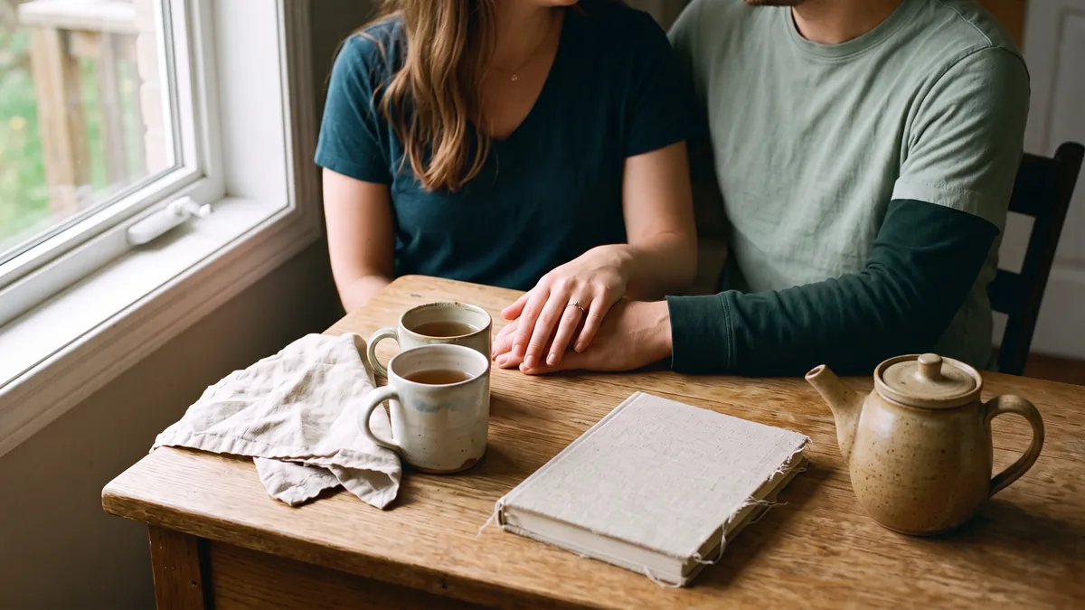 An engaged couple in a premarital counselling session