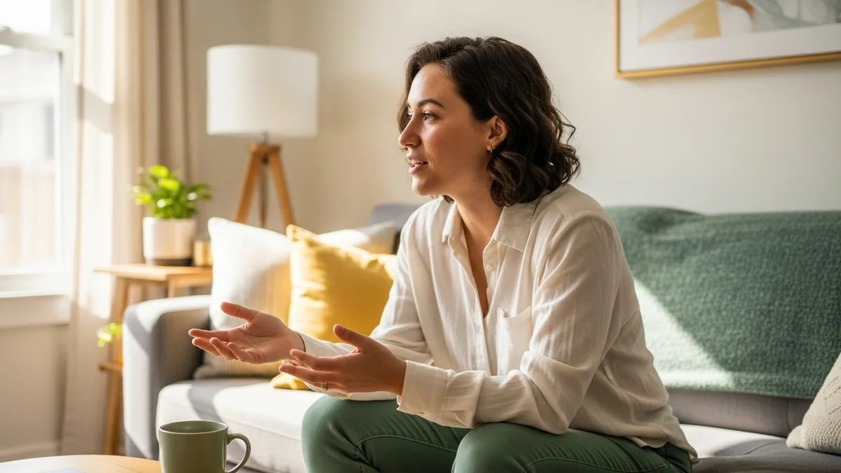 A person in a virtual therapy session from Hamilton