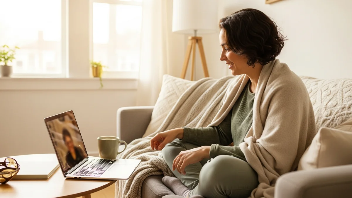 A Milton resident in a virtual therapy session from home